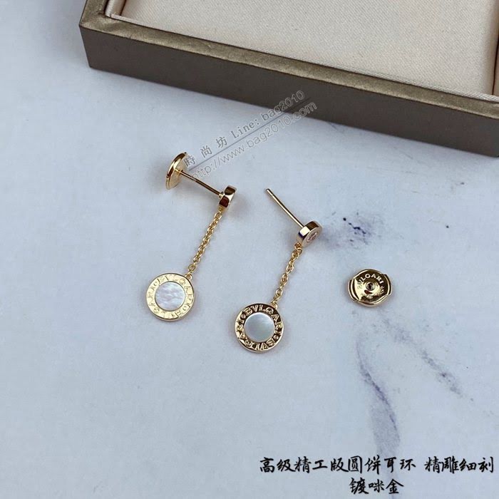 Bvlgari飾品 寶格麗新款925耳吊 火爆款寶格麗字母圓餅紐扣耳環  zgbq3143